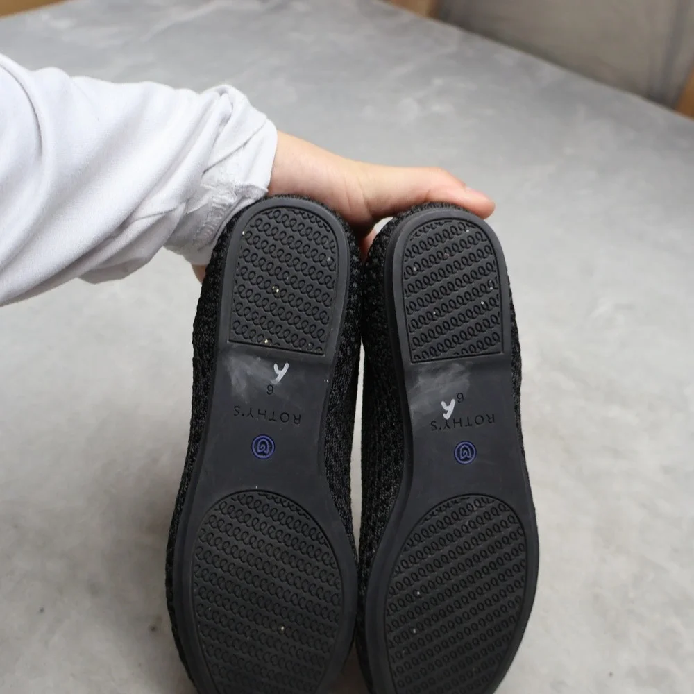 Rothys Women 6 Flats Shoes Black The Loafer Knit‎ Sustainable Slip On Everyday